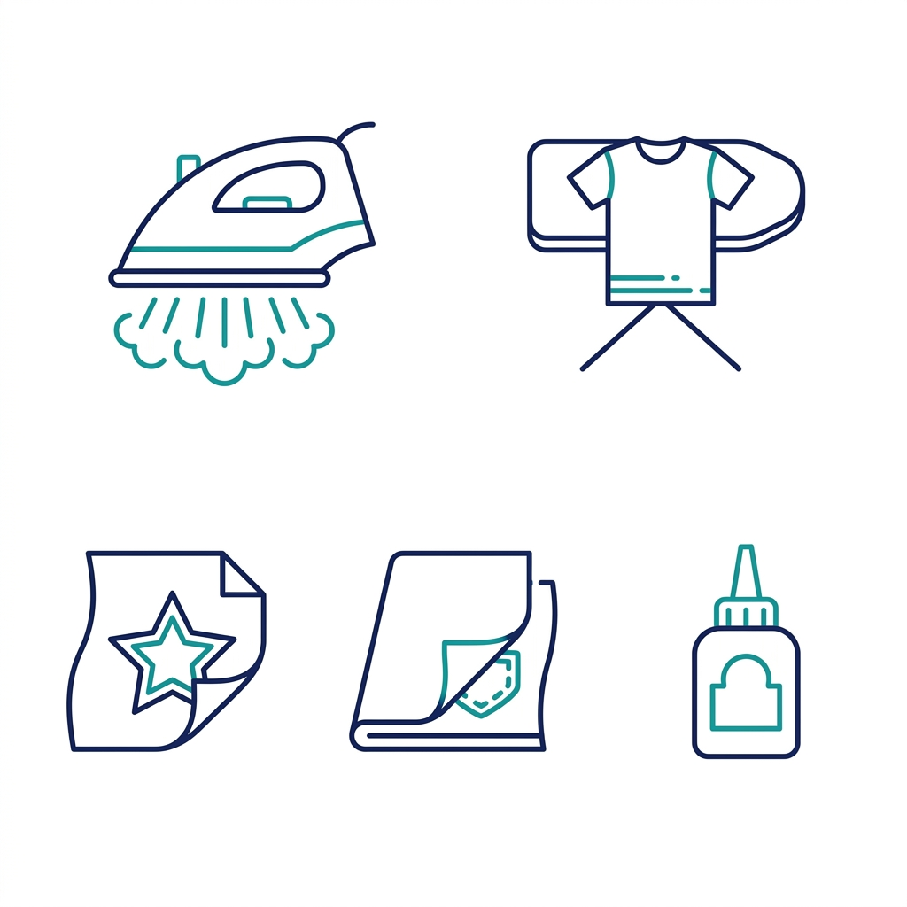 Iron-on patch application icons